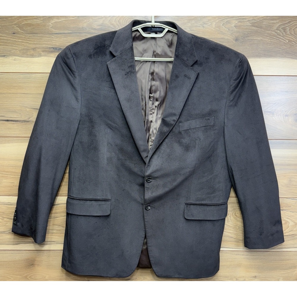 Chaps Sport Coat Men's 44R Brown Herringbone Single Breasted Notch Lapel Classic